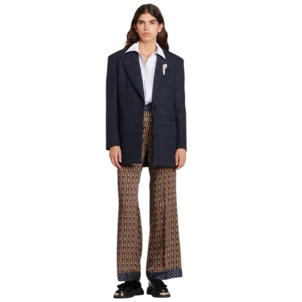 SANDRO Flowing Mixed-Print Wide Leg Trousers - Picture 2 of 9